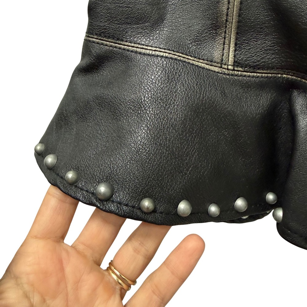 Zara Basic Black Faux Leather Studded Asymmetrical Ruffle Mini Skirt Small - Picture 3 of 9